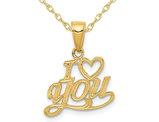 14K Yellow Gold  - I Love You - Pendant Necklace Charm with Chain